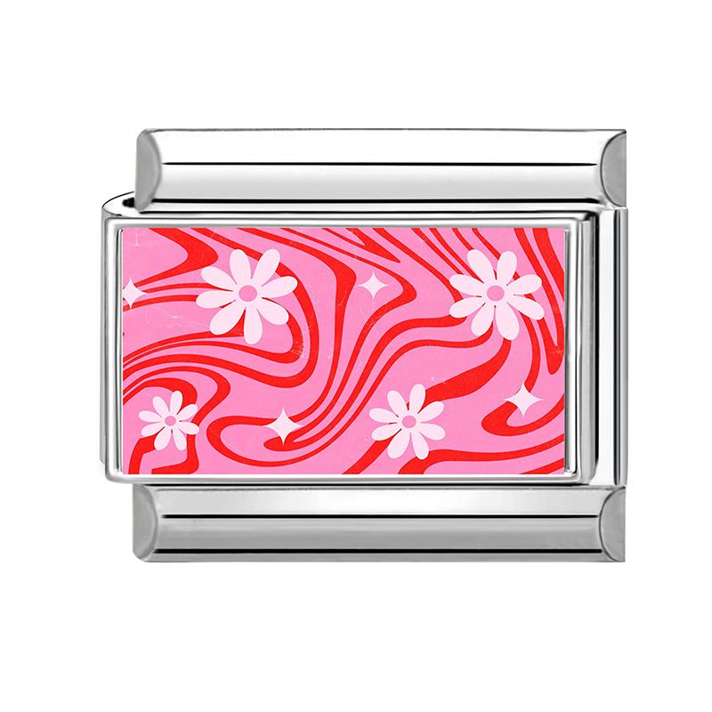 Y2K Pink Sunset Heart Butterfly Piano Star Flowers Italian Charm Links Fit 9mm Stainless Steel Women DIY Making Bracelet Jewelry
