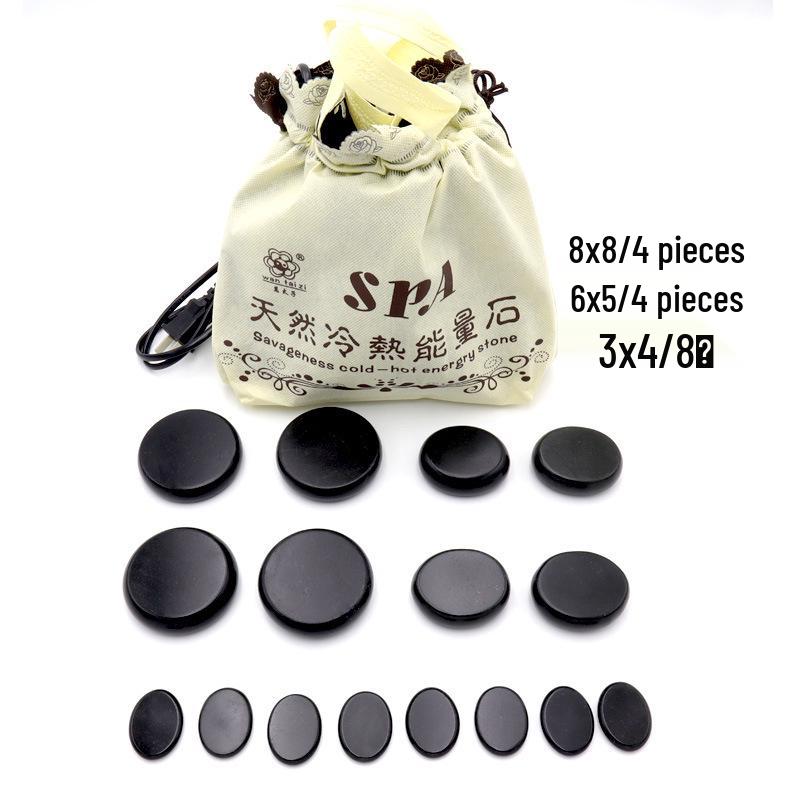 20-Piece Volcanic Energy Stone Massage Set with Heating Box and Essential Oil