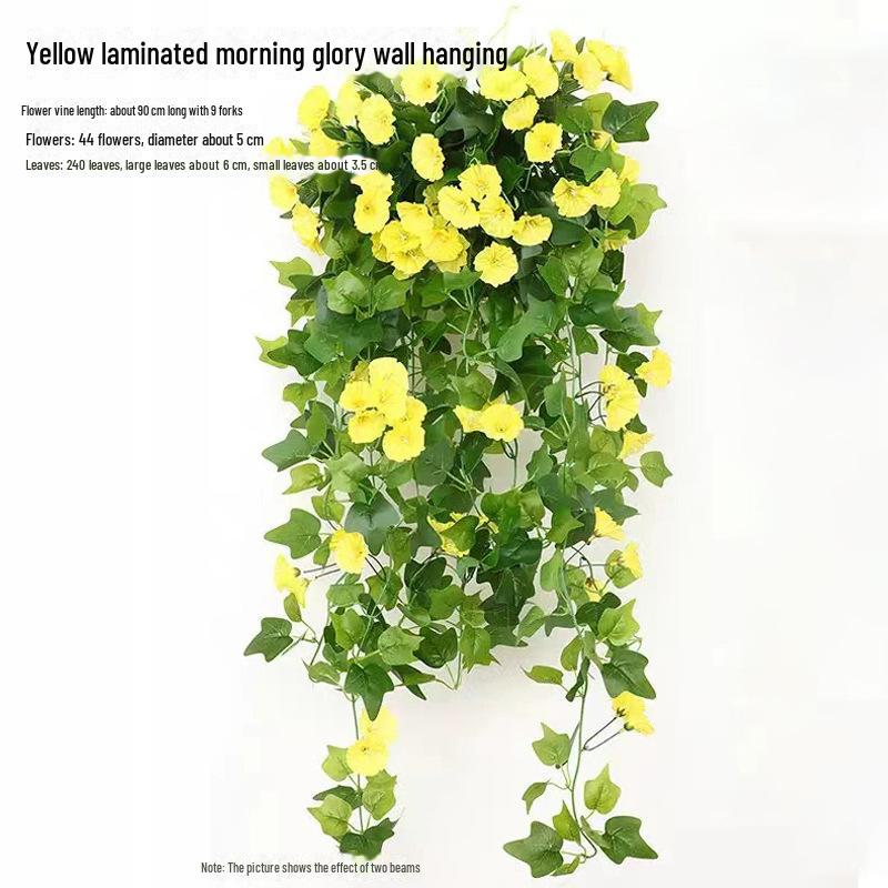 

Искусственная ипомея настенная подвесная декорация - зеленая корзина для растений для гостиной 44 Glued Morning Glory Petunia Wall Hanging жёлтый