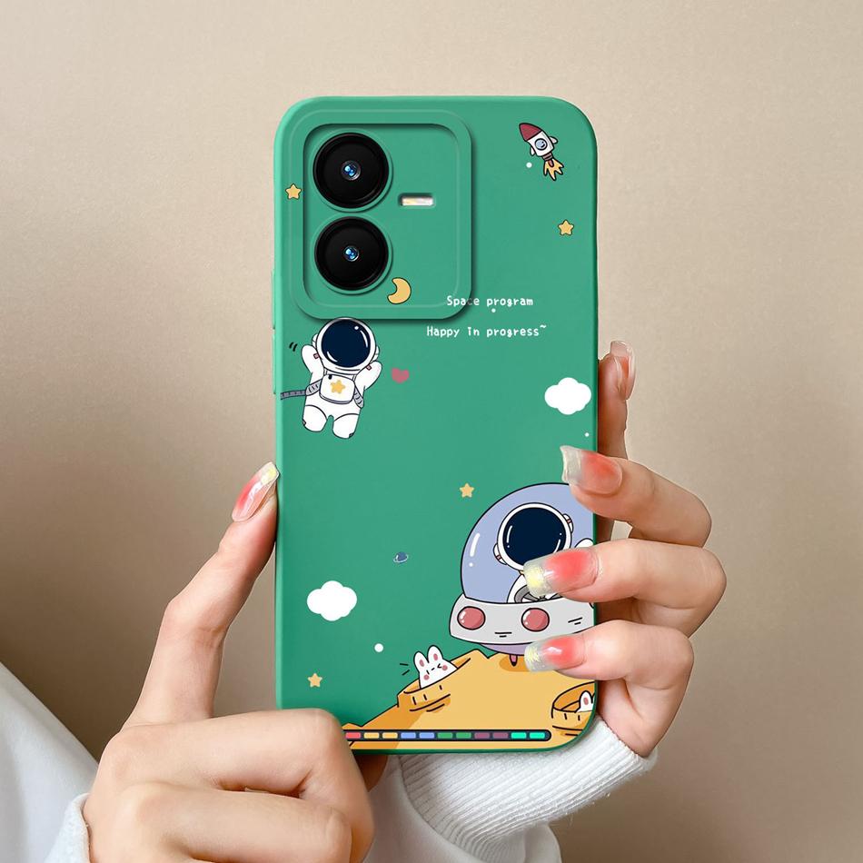 Cases For Vivo Y22 Y22S Flower Liquid Silicone Camera Lens Protection Phone Back Cover For VivoY22 Vivo Y 22 Y22 S Coque Bumper