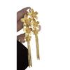 Floating flower Jiyue, high-end French retro metal flower fringed zircon earrings, niche design temperament stud earrings