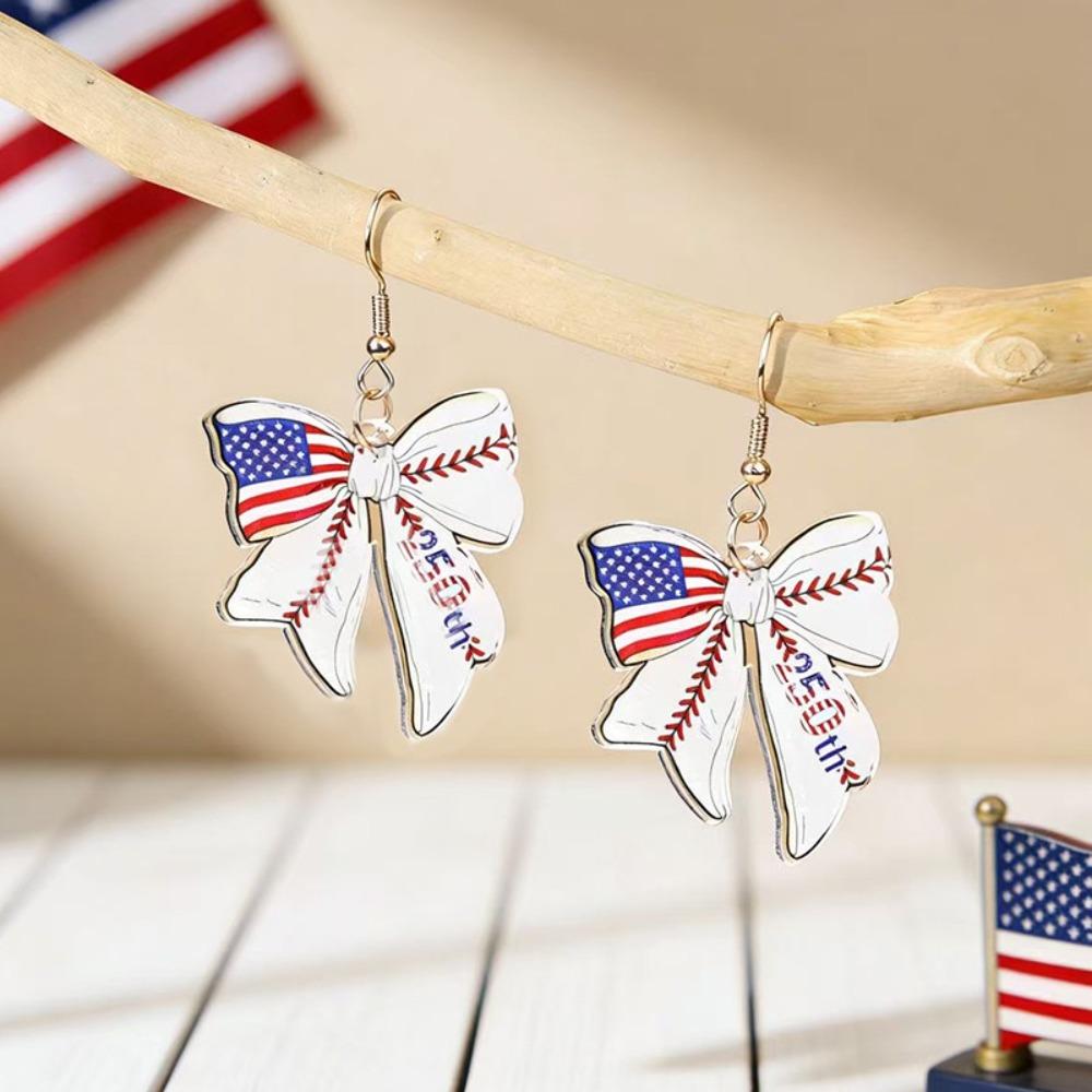 4pcs American Flag Earrings Silver Patriotic Star Dangle Earrings Windmills Independence Day Jewelry Gift for Women Veterans