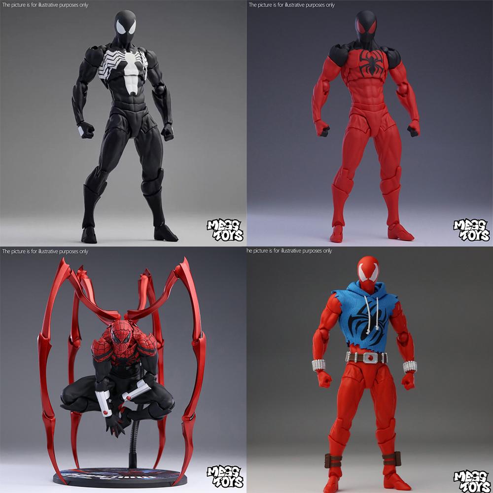 Original Mess Toys Spiderman Figure Black Suit Neighbor Symbiote Messtoys Scarlet Neighbor Action Figure Ct Black Red Spider Man