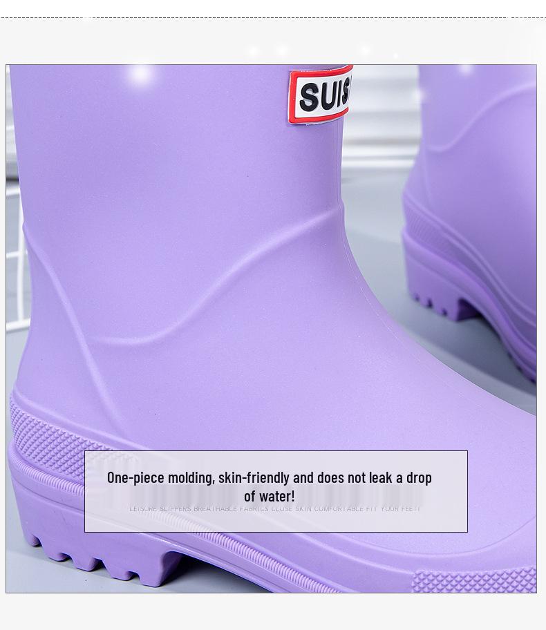 2025 Women's Mid-Calf Rain Boots - Edge Binding, Anti-Abrasion, Lightweight, Rubber Kitchen Cover Shoes