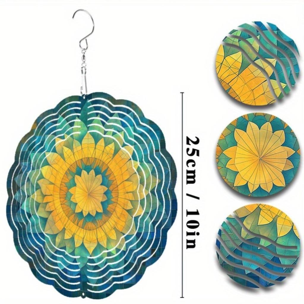 25.4 cm Metal Wind Chime with 360 Rotating Hook Dainty Hanging Decor for Patio Garden Spring Summer Fall Winter Gift
