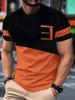 Men's Novelty T-shirt Casual Style Geometric Pattern Round Neck Regular Fit Stretchable Modern Design Short-sleeved Shirt