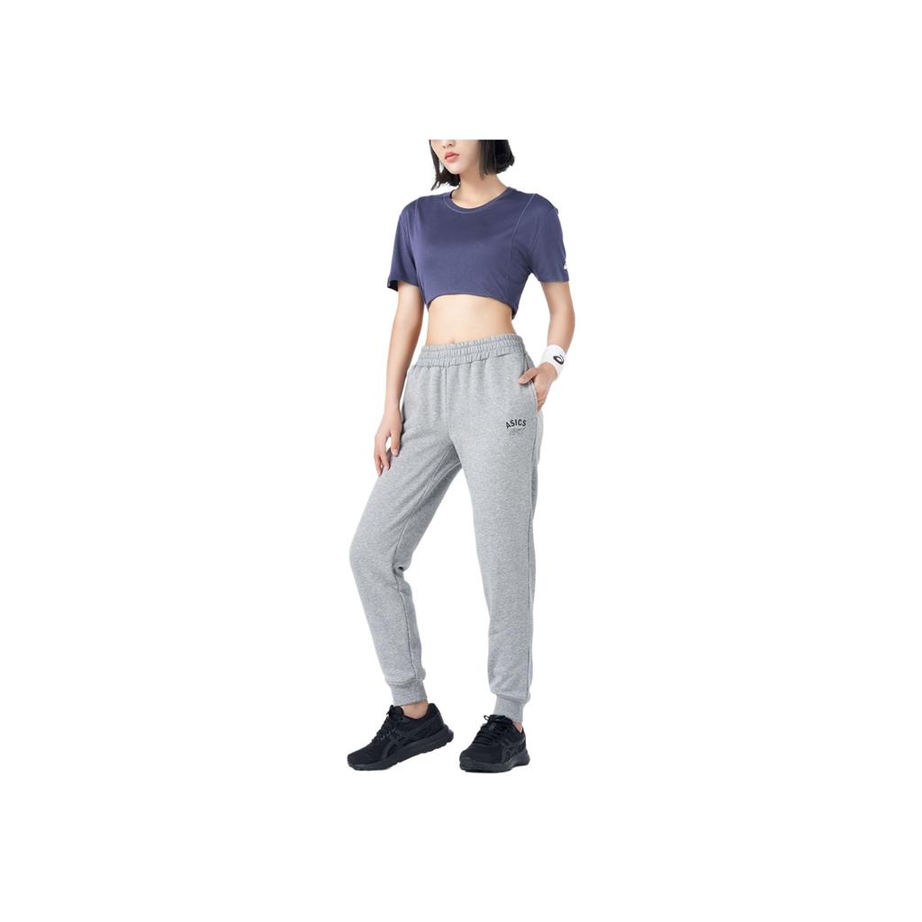 Asics Solid Color Outdoor Fleece Casual Elastic Straight Leg Knit Sports Pants Women Bottoms Light-Gray 2032C121-021