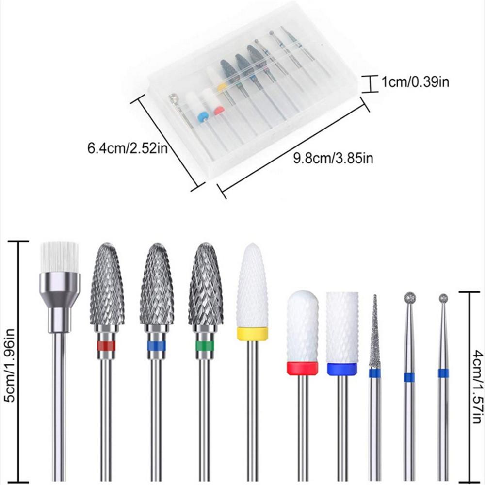 Milling Cutter For Manicure Set 10 Pcs Ceramic  Nail Drill Bits Removing Gel Varnish Tool