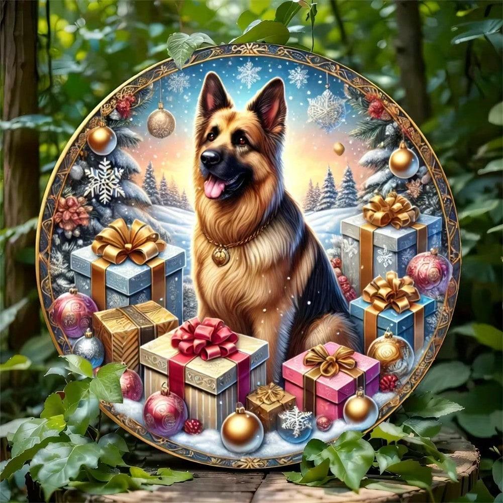 Металлическая жестяная табличка Немецкая овчарка Корона Декор для дома Винтажное настенное искусство 20x20