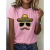 Sombrero Face Cinco De Mayo Women T Shirt Summer Fashion Short Sleeved T-shirt Tee Tops Printed T-shirt