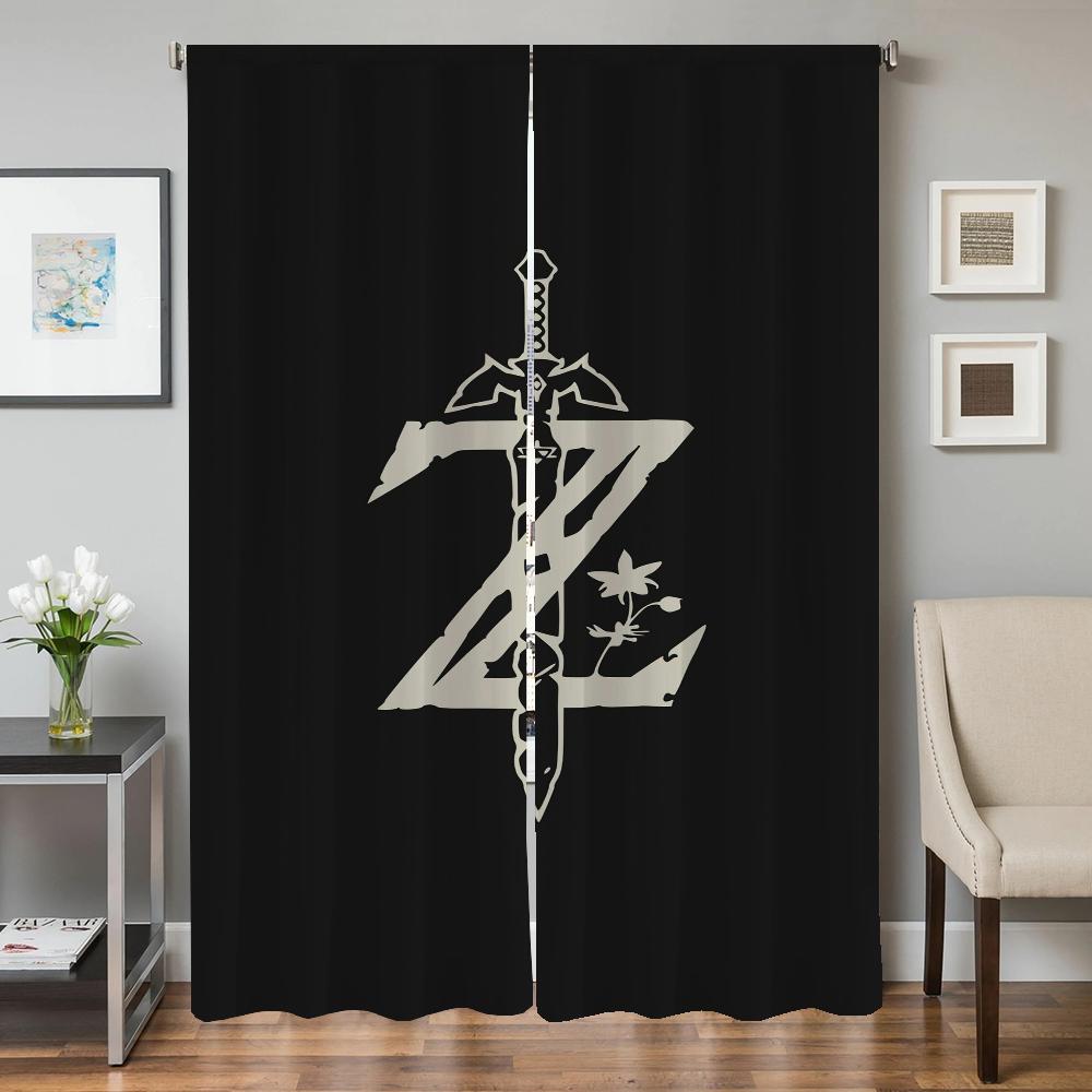 Home Interior Küchenvorhänge für Wohnzimmer 2 Stück Verdunkelungsvorhänge Türvorhang Z-zelda-a Trennwand Schlafzimmerdekoration