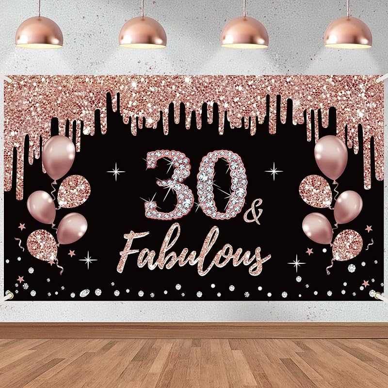 girl16Birthday Decoration Banner,Rose Gold Sweet 16 Birthday theme sign party supplies,16 Birthday background photo booth suitable for indoor and