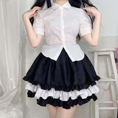 Anime-inspiriertes Lolita-Maid-Kostüm - Schwarz-weißer Prinzessinnenrock