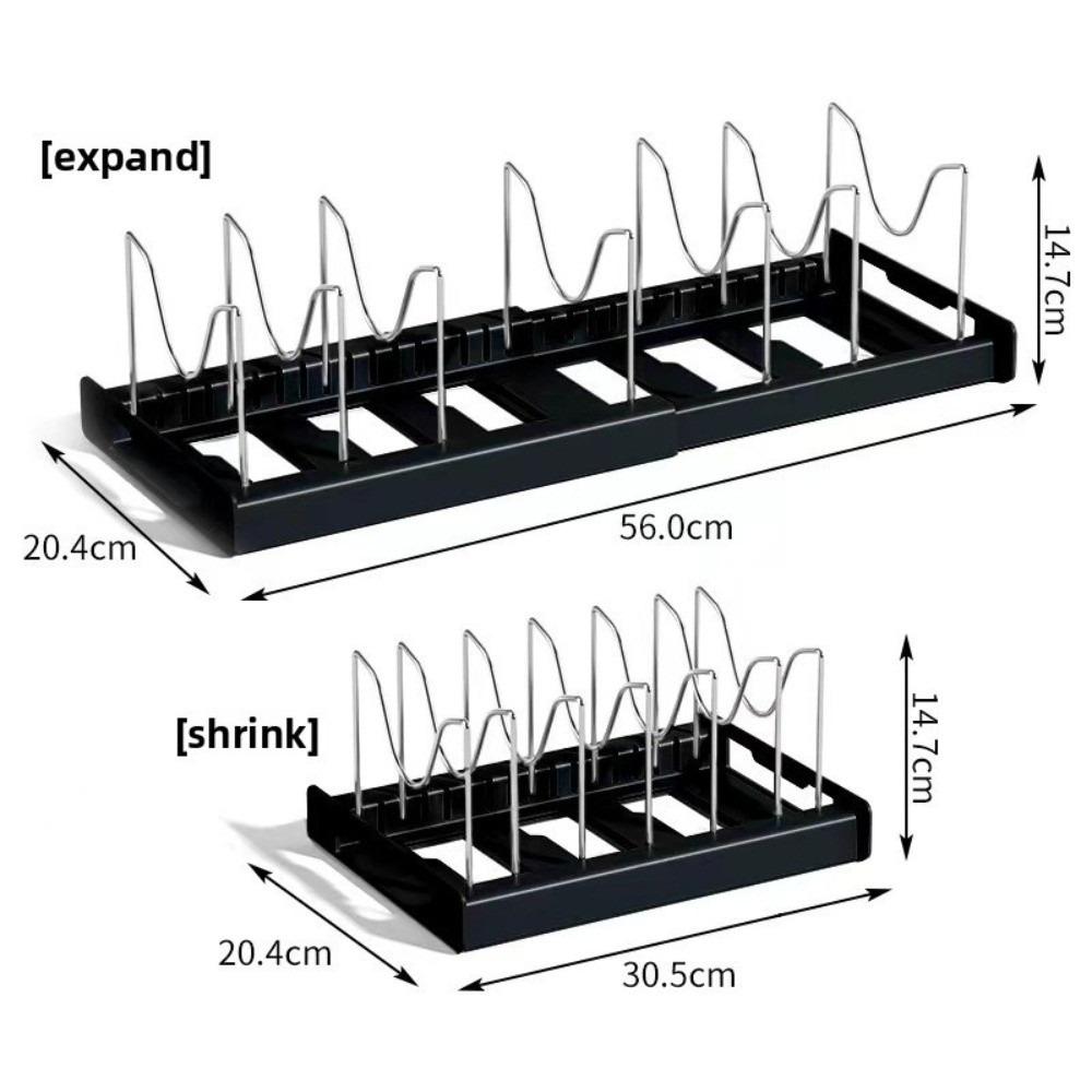 New Expandable Pans Organizer Rack 7 Grid Kitchen Utensils Rack Pot Lid Organizer Adjustable Pots Holder