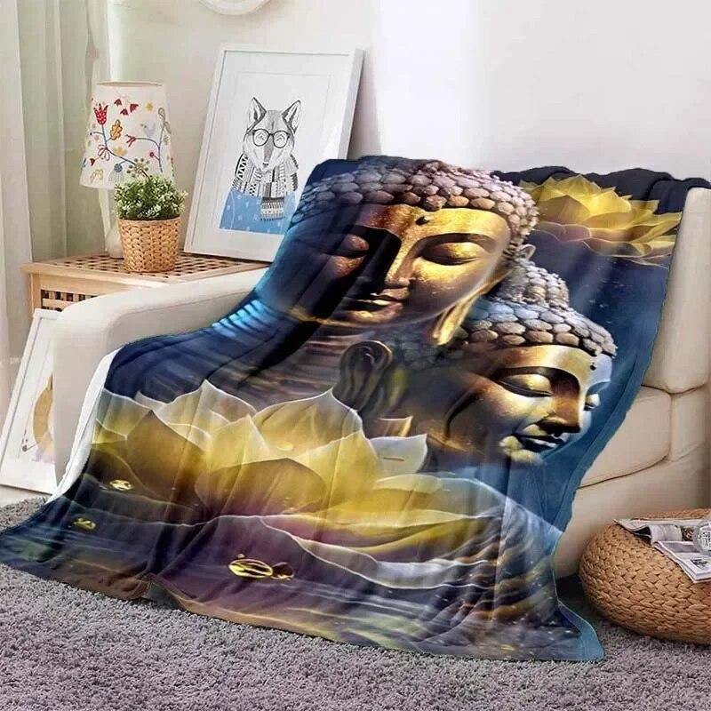Gautama Buddha Plüsch weiche Decke karierte dünne Decke Wohnzimmer Schlafzimmer tragbare Home Reise Büro Mittagsdecke