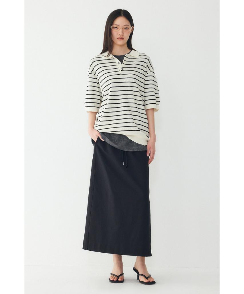 STUDIO TOMBOY [Men] Striped Collared Neck Short Sleeve Knit_Ivory 91M6252221