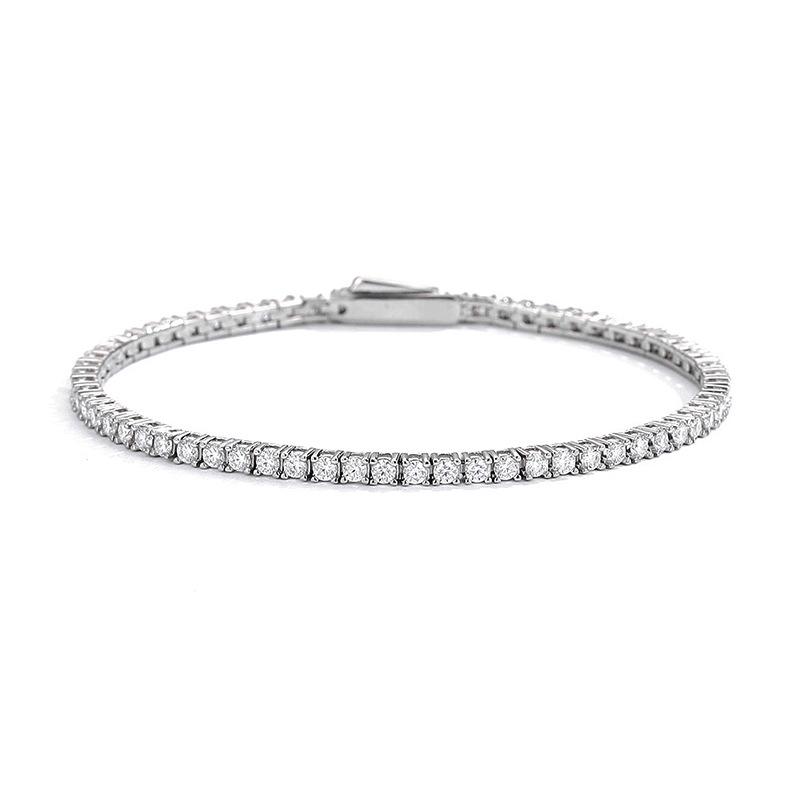 Hidden buckle full of diamond moissanite bracelet, male and female couples S925 sterling silver flash simple trendy light luxury temperament