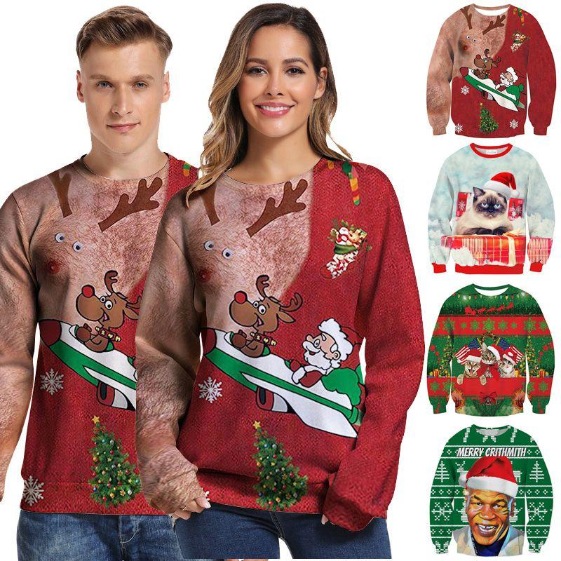 Unisex Mens Womens Ugly Christmas Sweater Santa Claus Warm And Soft Pullover