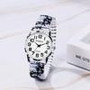 JEWELRYWE Floral Bohemian Elastic Watch, Stainless Steel & Silicone Band, Quartz, One-Size, Stylish Gift, Women's