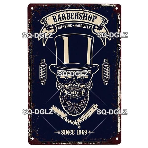 Vintage Metal Tin Sign Retro Barber Shop Wall Decor Aluminum Shaving Haircut Poster Plaque