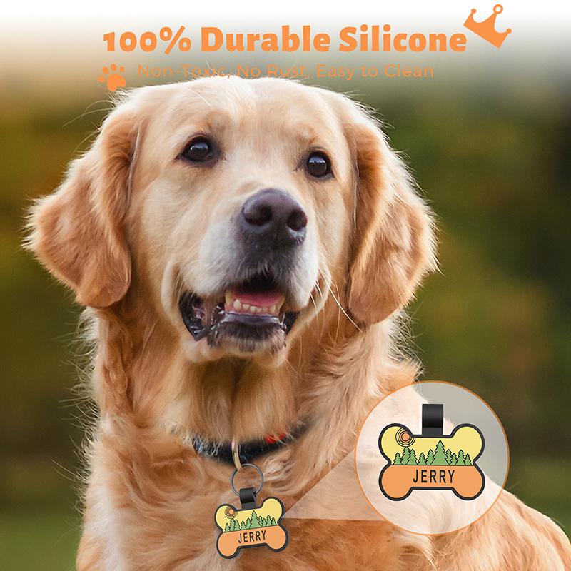 Custom Silicone Pet ID Tag Personalized Cute Bone Shape Dog Tag with Name & Phone Number Anti-Lost Collar Pendant for Dogs Cats