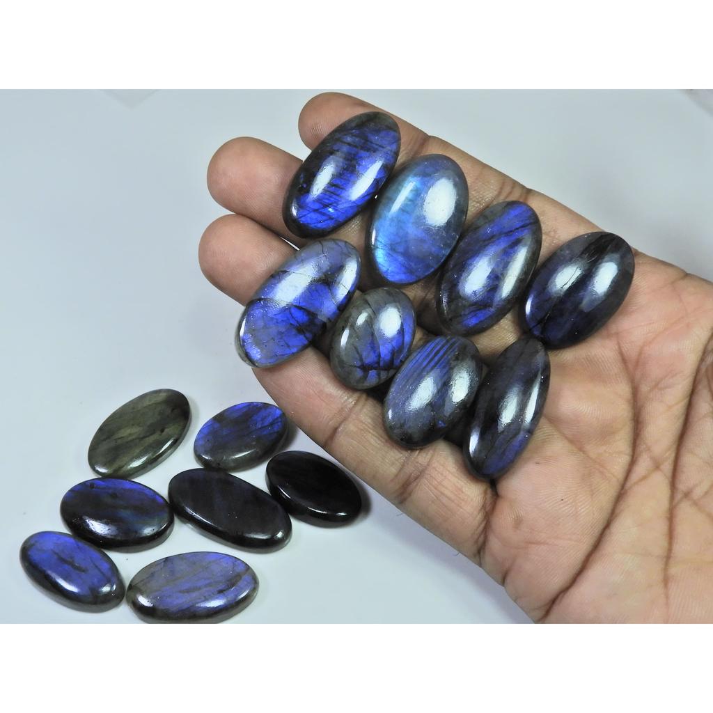 390Cts.Natural Labradorite Blue Flash Oval Cabochon Loose Gemstone 15Pcs Lot LL-1030