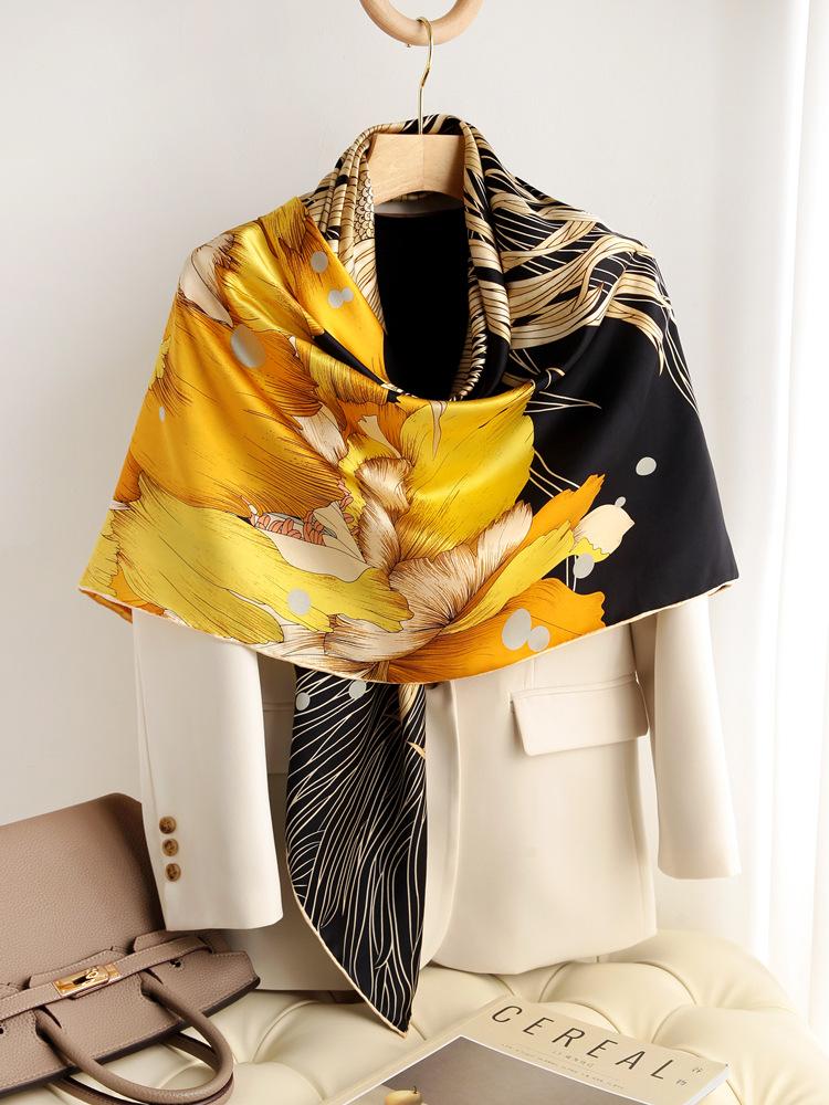 

Большая рыба бегония шелковый квадратный шарф шелковый шарф из тутового шелка женский весенне-осенний мамин шелковый шарф шаль подарок однотонный креп-сатин