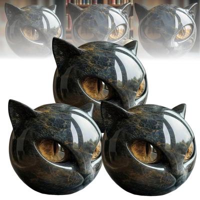 Halloween Schwarze Katze Skulptur Tischplatte Katzenstatue Elegante Heimdeko Geschenke für Katzenliebhaber Frauen Männer Katzenstatue Heimdekoration