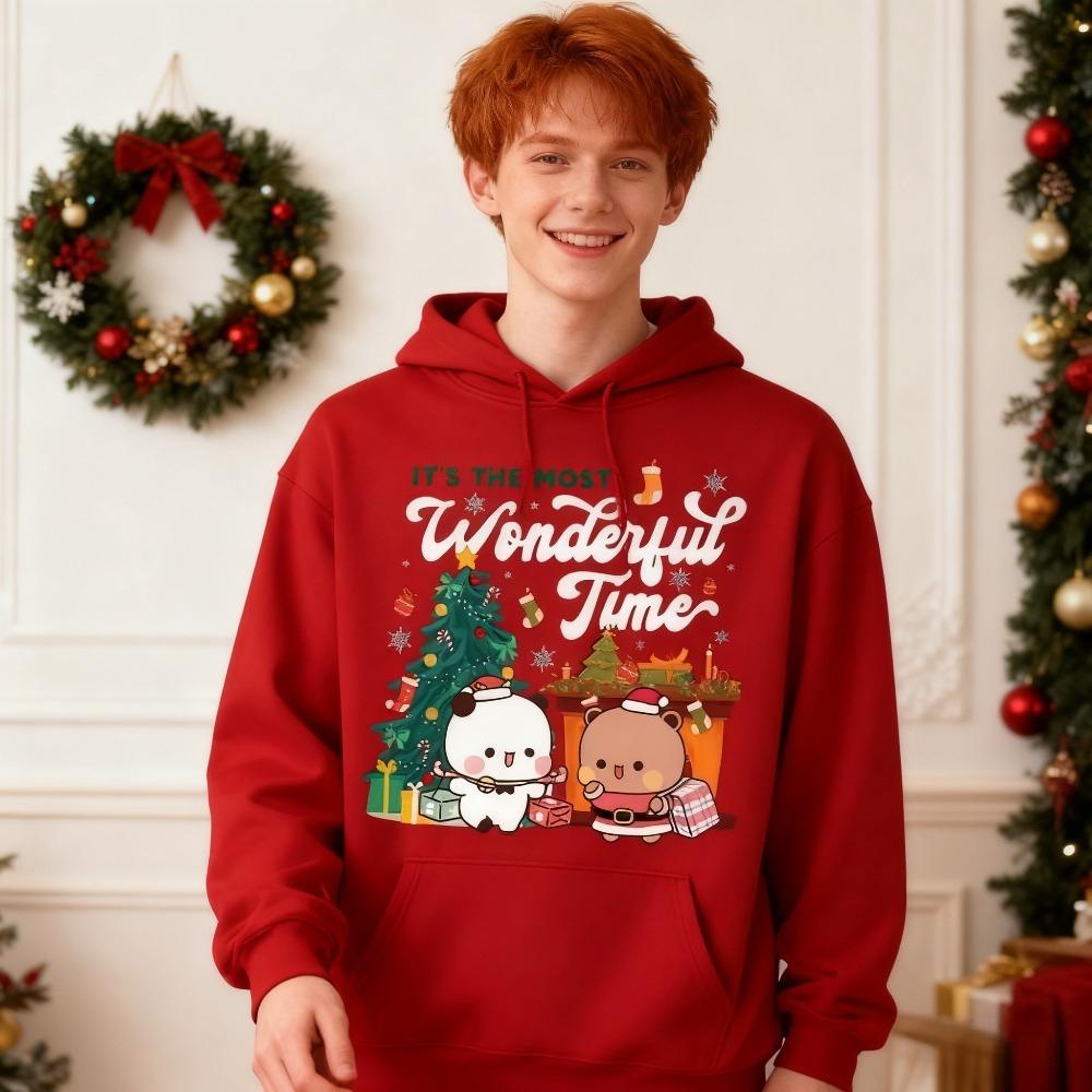 Bubu Dudu Christmas Hoodies Funny Holiday Hoodie Cute Bear Sweatshirt Men Women Casual Fashion Xmas Clothing Hot Sale Apparel
