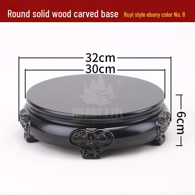 Rosewood Carved Flower Arrangement Bonsai Vase with Ebony Buddha Statue Holder.
