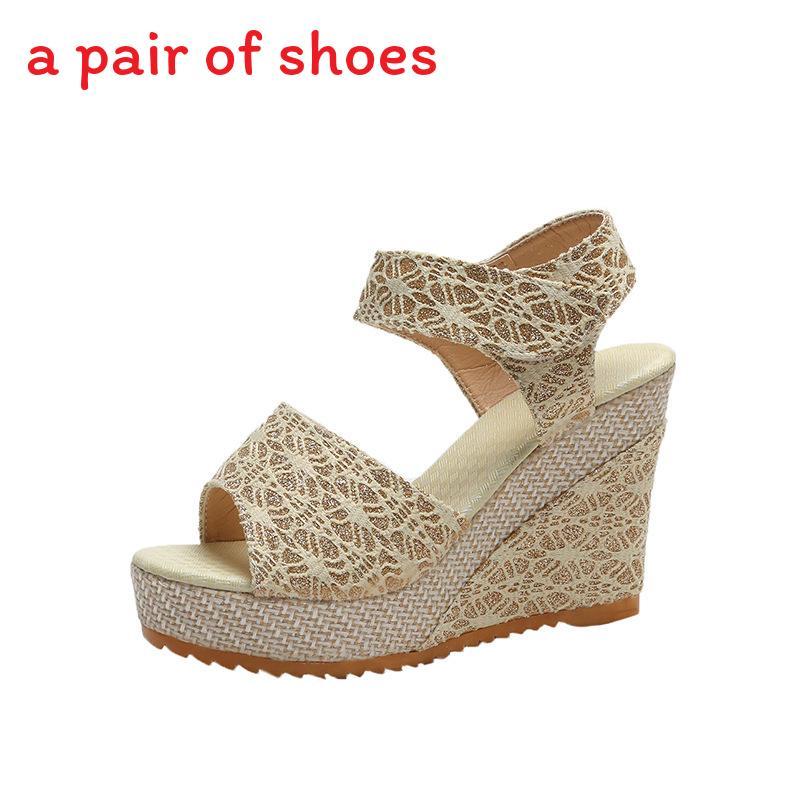Summer Womens Casual Sandals With Thick Sole And Velcro Closure For Comfort And Height