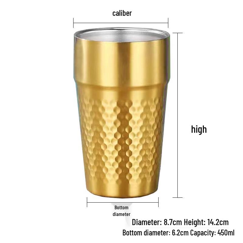 Chaxun Gold 450ml Hammered Stainless Steel Tea Cup with Crystal Infuser