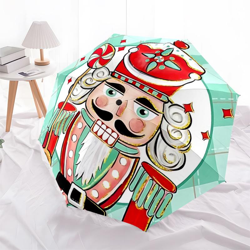 1pc Nutcracker Candy Automatic Folding Umbrella - Design, Durable Iron Frame for Travel, Outdoor, Beach Fashion Accessory a0920056