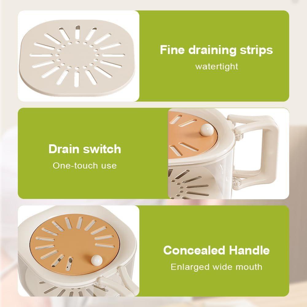 Kitchen Draining Bowl Vegetable Washing Basket, Fruit Vegetable Washing Sink Soup Basket Berry washer, Food strainer cut fruit colander