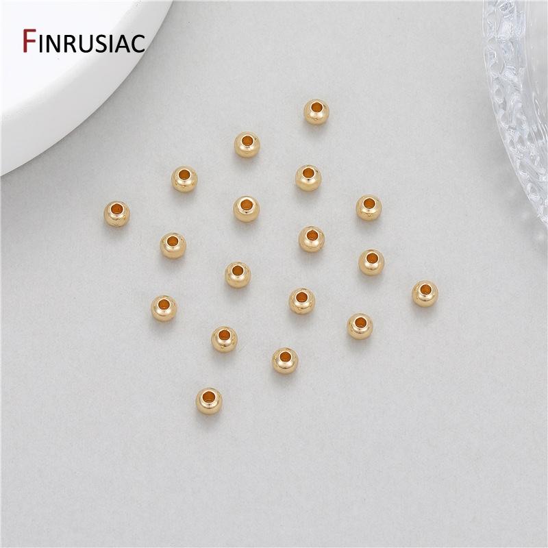 

50-300pcs 2-6mm 14K Gold Plated Hollow Loose Spacer Beads for Jewelry Making DIY Bracelets Jewelry Accessories Wholesale 2mm-300 pcs