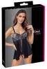 Cottelli LINGERIE - Sexy offenes Hemdchen mit Spitze + Schrittloser String XL