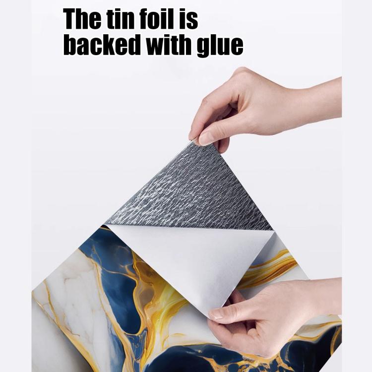 60*30cm Thickened Gold Foil Self-Adhesive Tile Sticker, Faux Ceramic Tile Wallpaper Waterproof  Wallsticker Kitchen & Living Room Decor