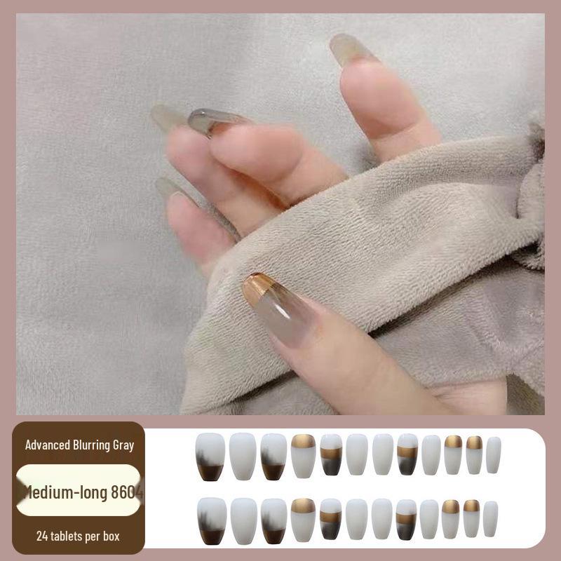 

French Gold Edge Gray Halo Nail Art Patches - Trendy Europe & America Style Glue Type