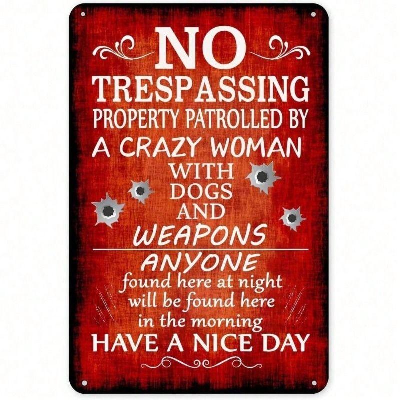 Metal Wall Sign Funny No Trespassing Private Property Beware of Dog Decor for Farm Garden