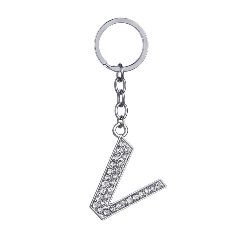 Fashion Charm 26 English Letters A-Z Alphabet Keychains Car Bag Crystal Rhinestones Alloy Name Key Chains Jewelry
