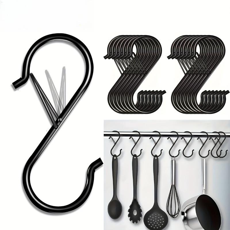 50pcs Heavy Duty S Hook with Safety Latch Design for Kitchen Bathroom Bedroom Hanging Pans Pots Coats Bags Plants Utility Hooks