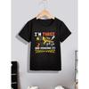 European Sizes I'm Three And Digging It Print Boys Creative T-shirt, Casual Lightweight Comfy Short Sleeve Crew Neck Tee Tops, Kids Clothings