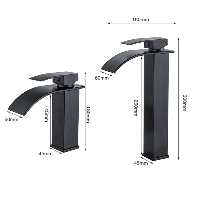 Bathroom Waterfall Basin Faucet Brass Bath Sink Faucet Hot&Cold Water Mixer Vanity Tap Deck Mounted Washbasin Taps