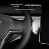 Tesla Hand-Stitched Genuine Leather Steering Wheel Cover for Models 3/Y/X/S - Full Coverage, Anti-Slip Grip.