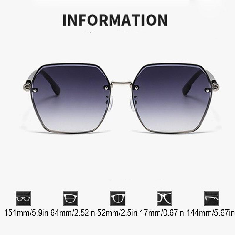 Non-polarized Metal Frameless Sunglasses Stylish Large Frame Women's Square Sunglasses Fashion Transparent Versatile Sunglasses