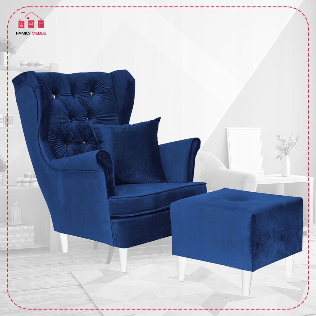 Gaja Wing Chair with Footrest Scandinavian Family Meble Velvet Velvet