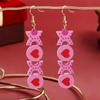 Valentine's Day Small Fresh Sweet Pink Creative Love Earrings Women's Fashion Personality Wooden Long Earrings