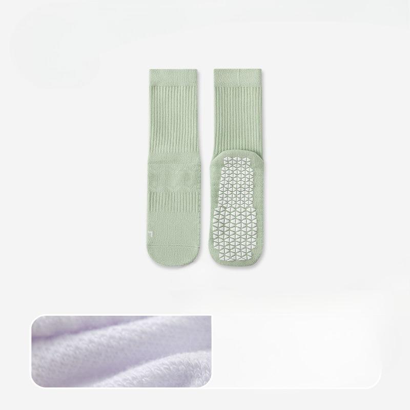 Female Autumn Yoga Non Slip Indoor Pilates Fitness Towel Bottom Shock Absorptiveperspiration Tube Cotton Socks