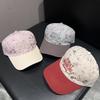 Retro Color Matching Small Floral Letter Baseball Cap Women's Spring and Summer Soft Top Cap Daily Versatile Sun Hat