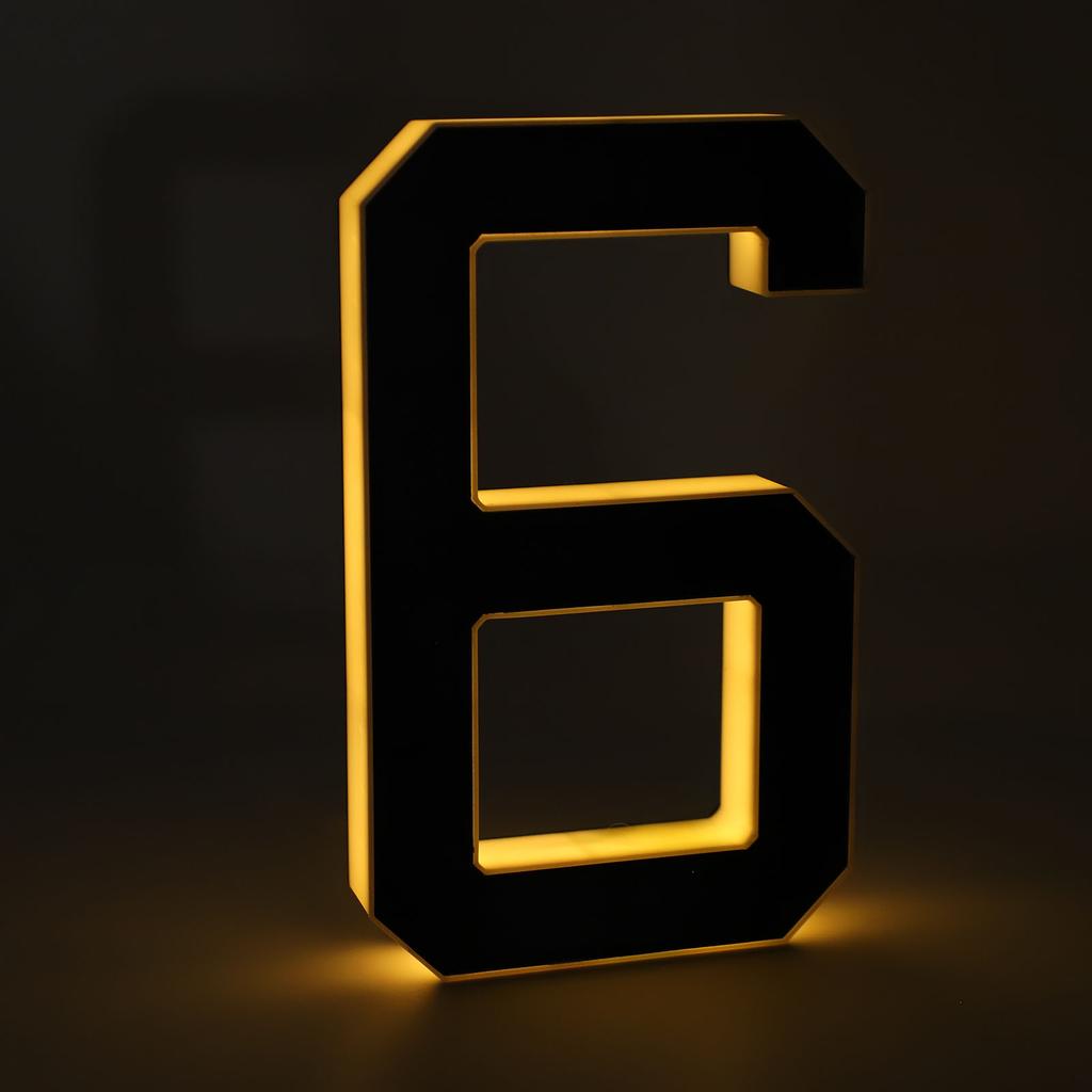 9 Inch Solar House Number Water Proof Auto Sensing LED Outside Address Sign Light Modern Style Black Number 6